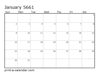 5661 Monthly Calendar