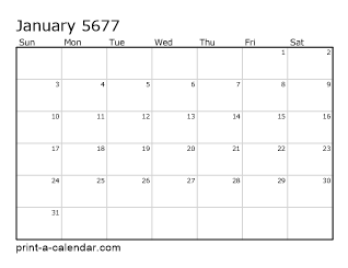 5677 Monthly Calendar