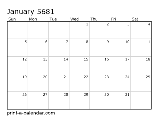 5681 Monthly Calendar