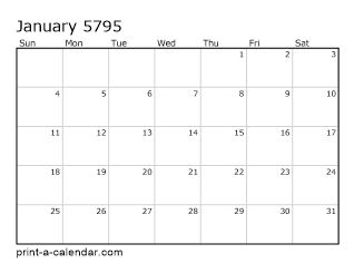 5795 Monthly Calendar