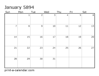 5894 Monthly Calendar