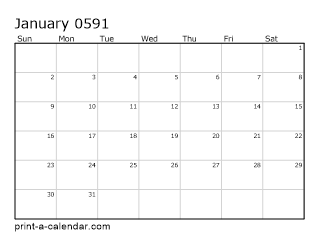 591 Monthly Calendar