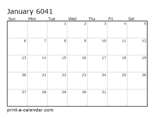 6041 Monthly Calendar