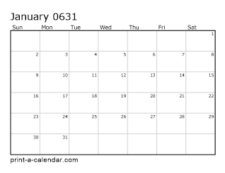 631 Monthly Calendar