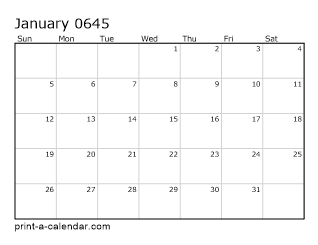 645 Monthly Calendar