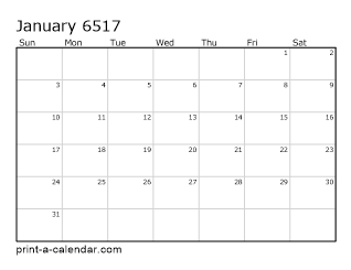 6517 Monthly Calendar