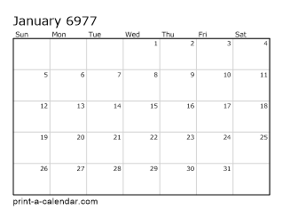 6977 Monthly Calendar