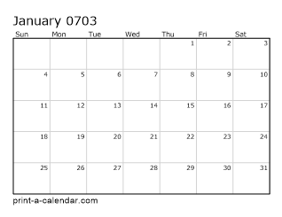 703 Monthly Calendar