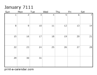 7111 Monthly Calendar