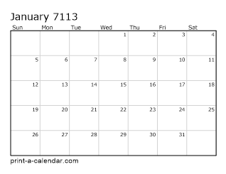 7113 Monthly Calendar