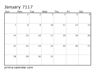 7117 Monthly Calendar