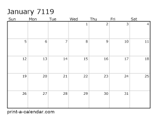 7119 Monthly Calendar