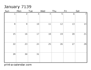 7139 Monthly Calendar