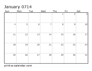 714 Monthly Calendar