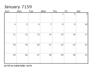 7159 Monthly Calendar