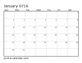 716 Monthly Calendar