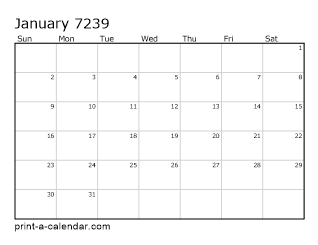 7239 Monthly Calendar