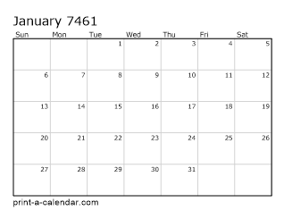 7461 Monthly Calendar