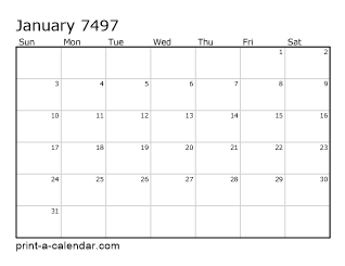 7497 Monthly Calendar