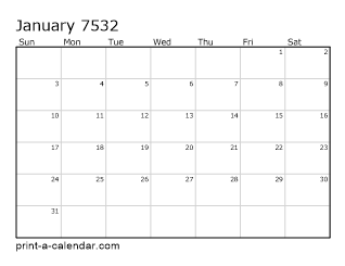 7532 Monthly Calendar