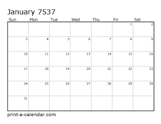 7537 Monthly Calendar