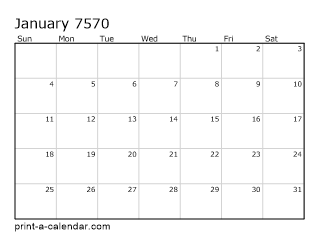 7570 Monthly Calendar