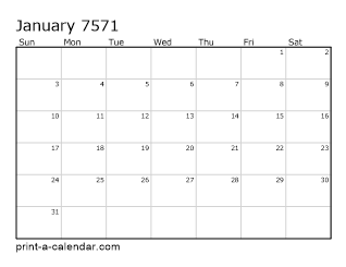 7571 Monthly Calendar