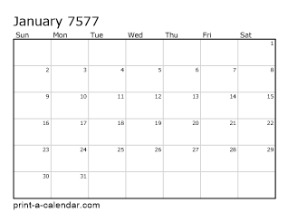 7577 Monthly Calendar