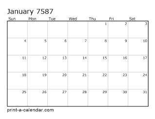 7587 Monthly Calendar