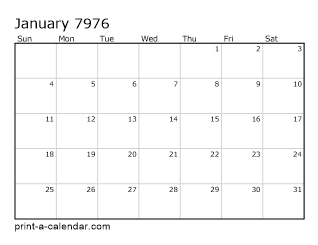 7976 Monthly Calendar