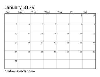 8179 Monthly Calendar