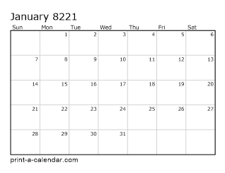 8221 Monthly Calendar