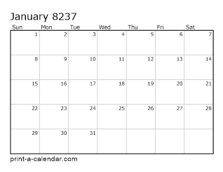 8237 Monthly Calendar