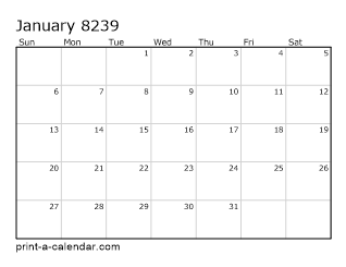 8239 Monthly Calendar