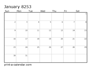 8253 Monthly Calendar