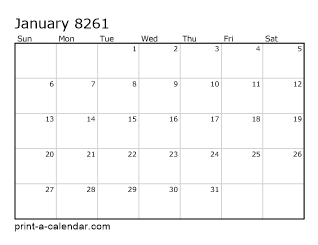 8261 Monthly Calendar