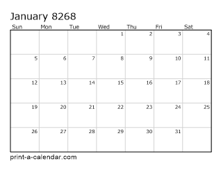 8268 Monthly Calendar
