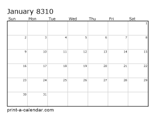 8310 Monthly Calendar