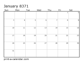 8371 Monthly Calendar