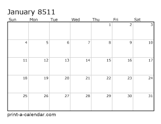 8511 Monthly Calendar