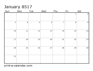 8517 Monthly Calendar