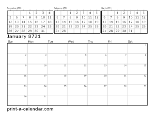 8721 Four Month printable calendar