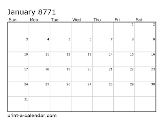 8771 Monthly Calendar