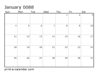 88 Monthly Calendar