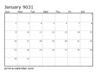 9031 Monthly Calendar