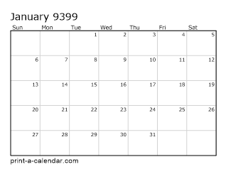 9399 Monthly Calendar