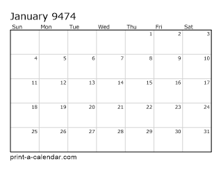 9474 Monthly Calendar