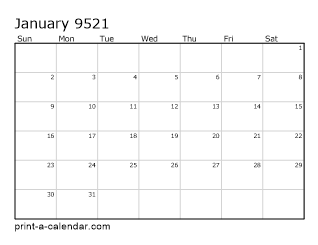 9521 Monthly Calendar