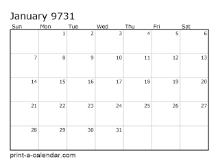 9731 Monthly Calendar
